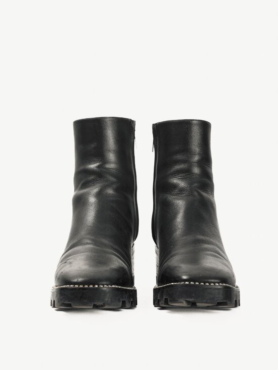 Jimmy Choo Mava 35 Black Smooth Leather Crystal-Trim Ankle Boots - Picture 2 of 11